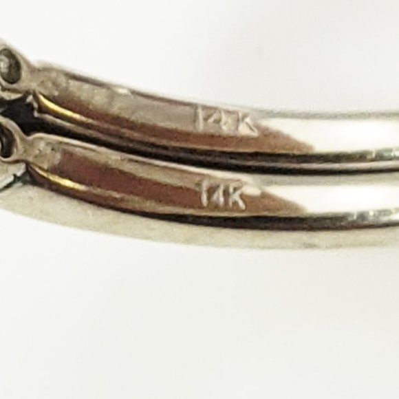 Vintage 14 Karat White Gold and Diamond Double Band Ring Size 6.25 #11821 - Picture 8 of 10